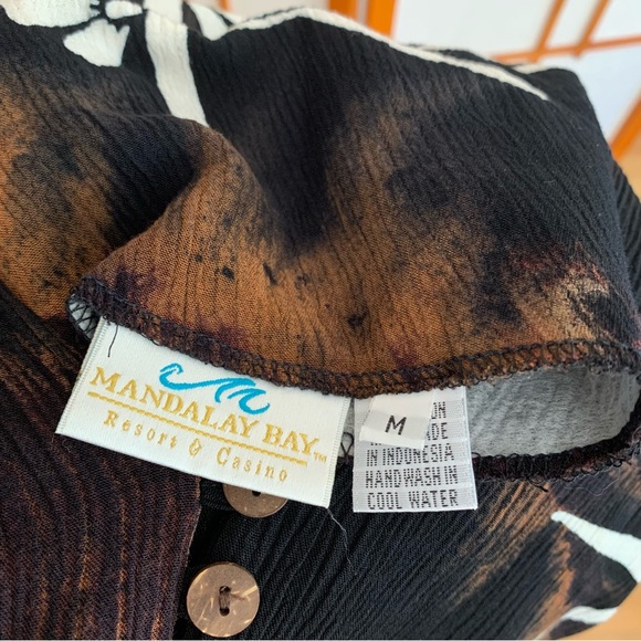 Vintage 90s Black and Brown Floral Dress - Picture 4 of 5